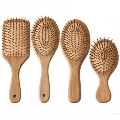 Eco friendly Wholesale Bamboo Airbag Cushion Massage Scalp Brush Comb Custom Bamboo Paddle Brush Hairbrush Hair Brush