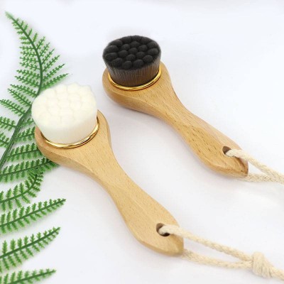 Amazon Hot OEM Custom Bamboo Charcoal Nano Soft Bristle Manual Wooden Face Facial Cleansing Beauty Brush