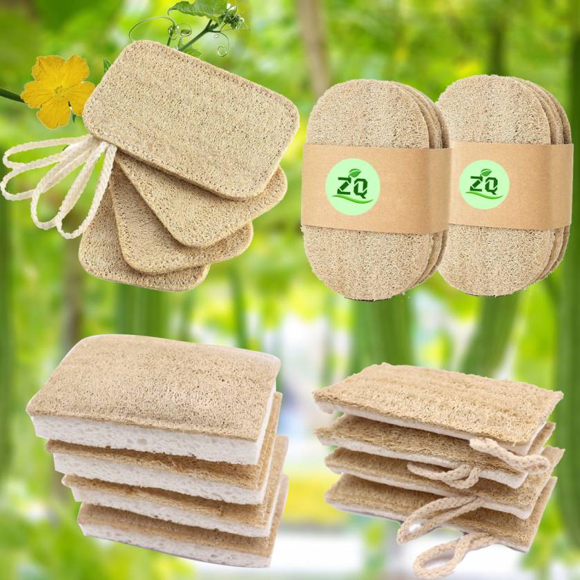 100% Biodegradable Natural Plant Loofah Kitchen Cleaning Sponge Dish Washing Pads Scrubber Recycled Loofah Sponge For Dish