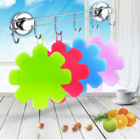 Amazon explosion models necessities  kitchen supplies flower-shaped circular silicone dishwashing brush clean brush for Kitchen