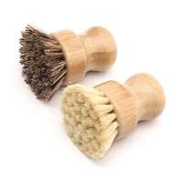 Zero Waste Biodegradable Eco-Friendly Round Head Bamboo Wooden Kitchen Pot Cleaning Brush